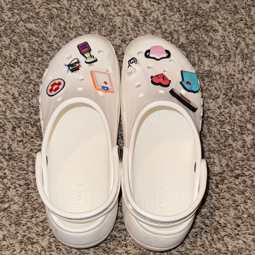 CROCS White with Colorful Nurse Charms - Picture 3 of 6